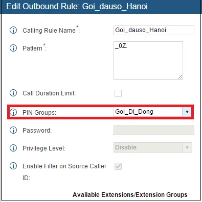 Cài đặt gọi Account code (password) trên tổng đài IP Grandstream