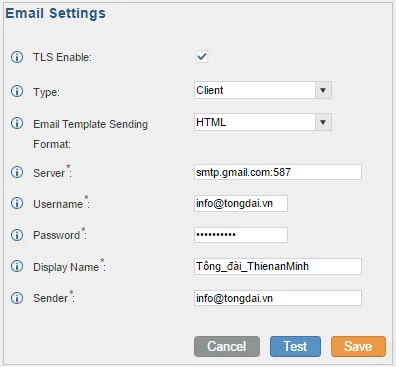 Cấu hình Email cho tổng đài Grandstream