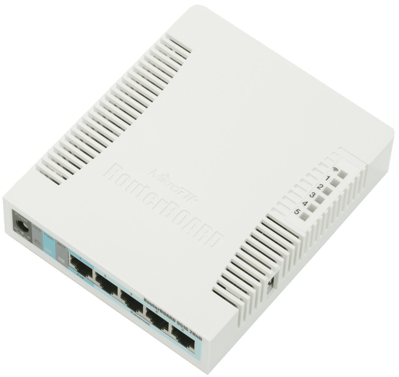 Mặt trước Thiết bị mạng Mikrotik RB951G-2HnD, 5 cổng mạng Gigabit, 60 user