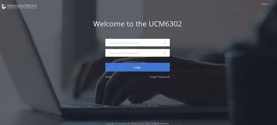 Màn hình đăng nhập web quản trị tổng đài Grandstream UCM