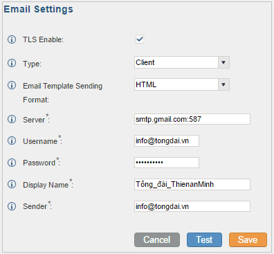Cài đặt email cho tổng đài IP