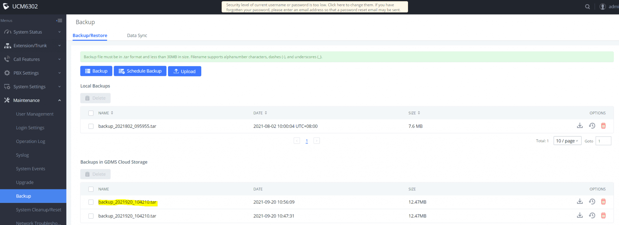 CÁCH DI CHUYỂN BACKUP TỪ GRANDSTREAM UCM62XX SANG UCM63XX 16 CÁCH DI CHUYỂN BACKUP TỪ GRANDSTREAM UCM62XX SANG UCM63XX