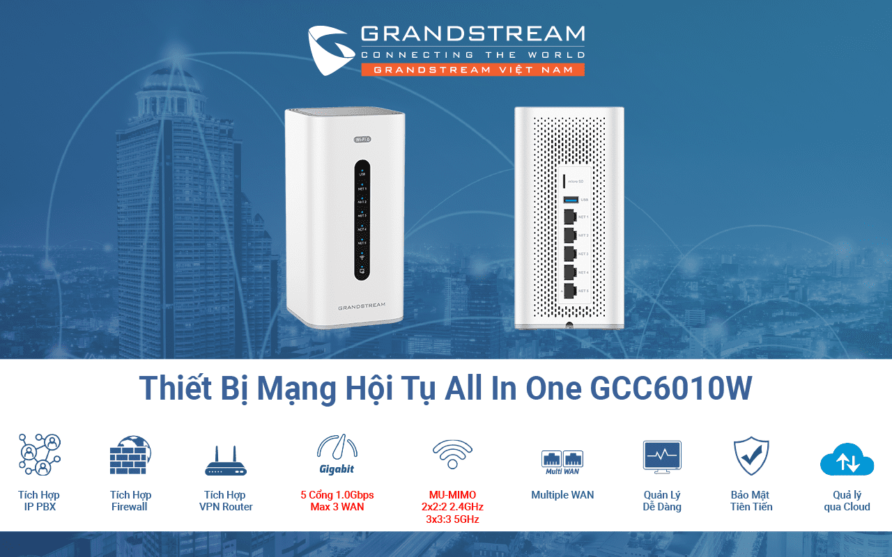 Thiết bị mạng hội tụ Grandstream GCC6010W