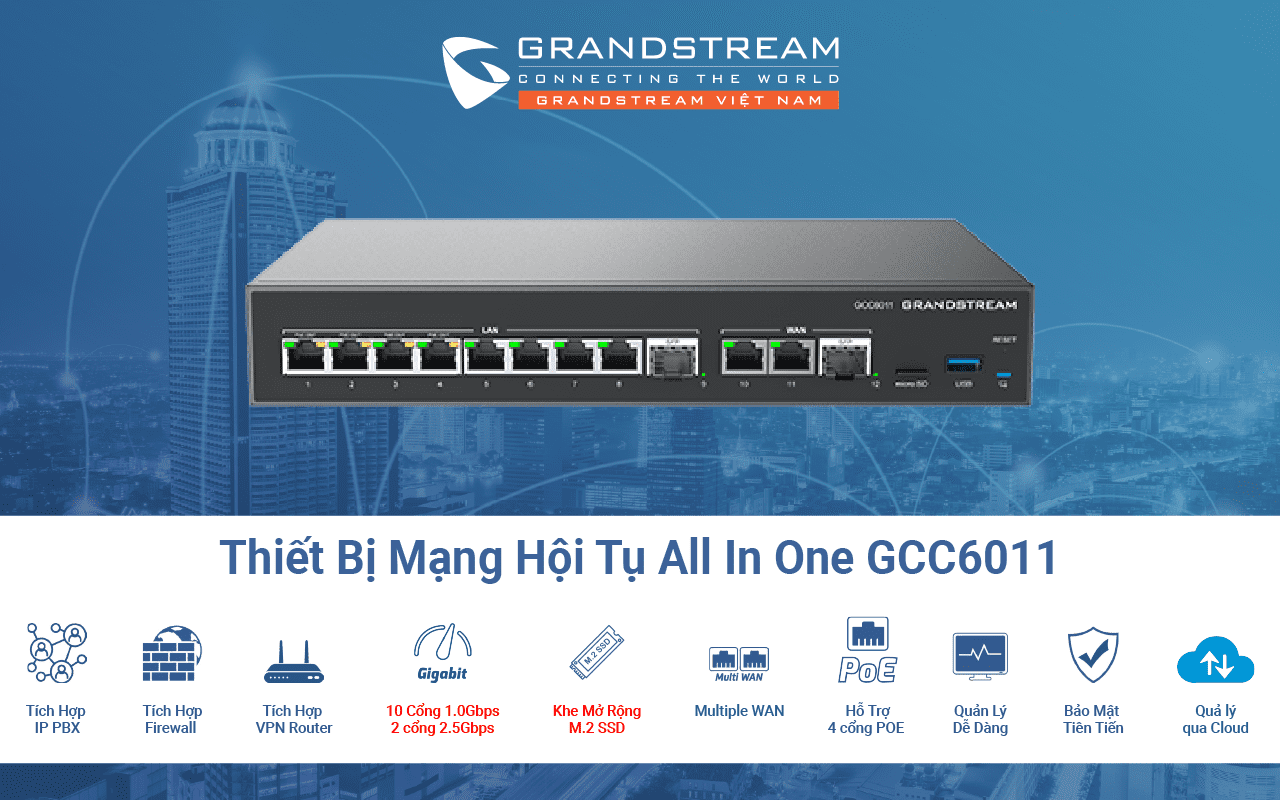 Thiết bị mạng hội tụ Grandstream GCC6011 hỗ trợ nhiều tính năng