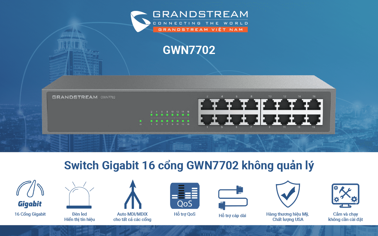 Switch 16 cổng Grandstream GWN7702