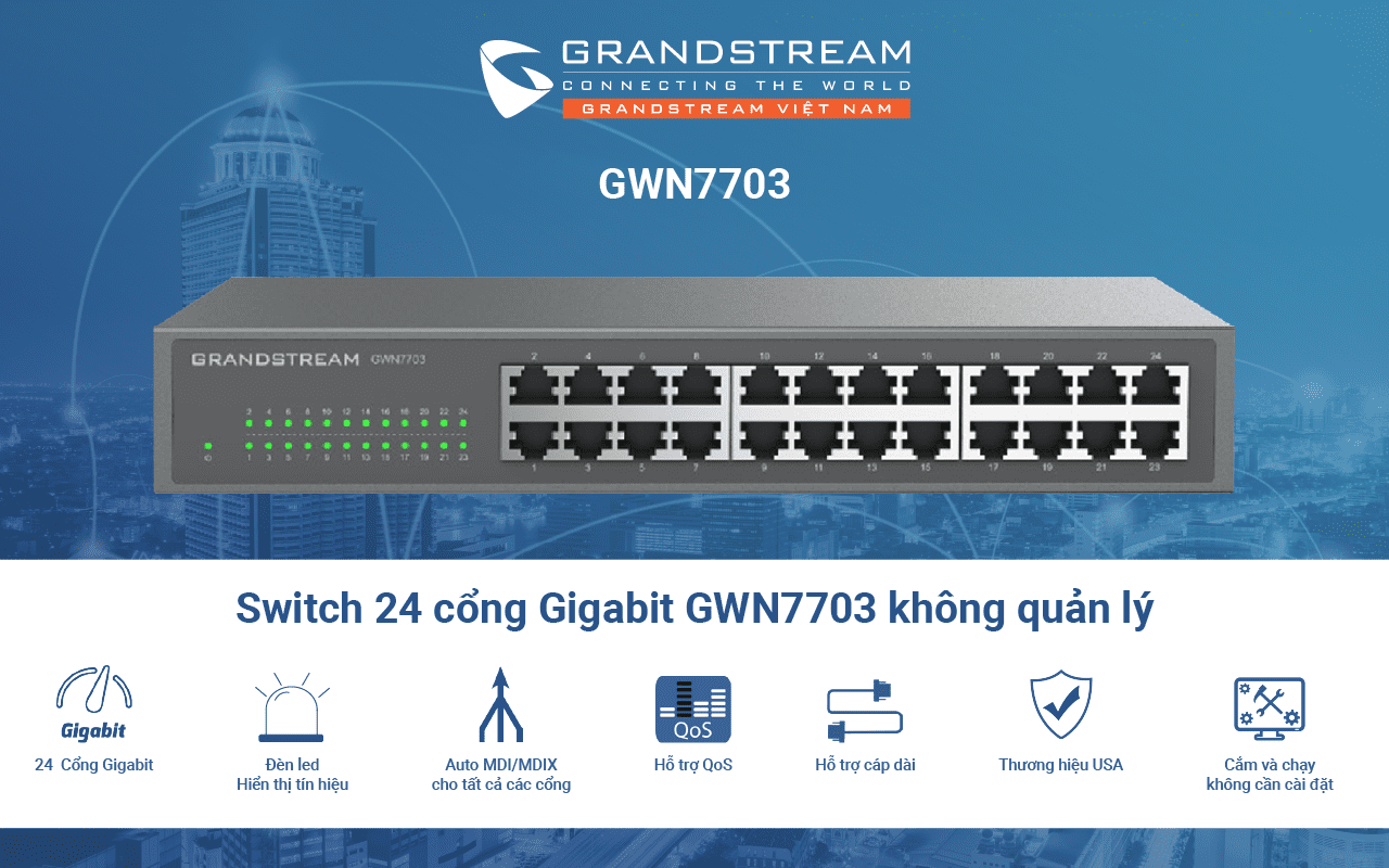 Switch 24 cổng Grandstream GWN7703