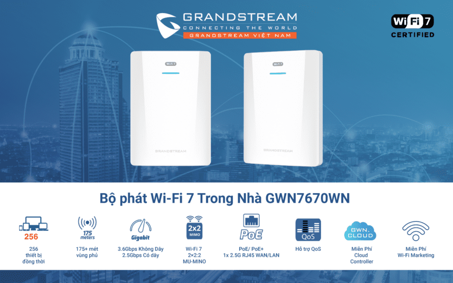 Bộ phát Wi-Fi 7 Âm tường Grandstream GWN7670WM 3 Bộ phát Wi-Fi 7 Âm tường GWN7670WM