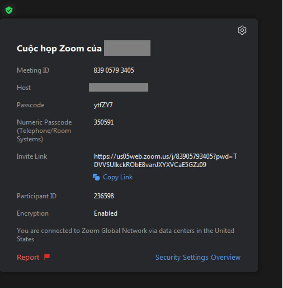 Thông tin cuộc họp đều nằm trong biểu tượng màu xanh này.