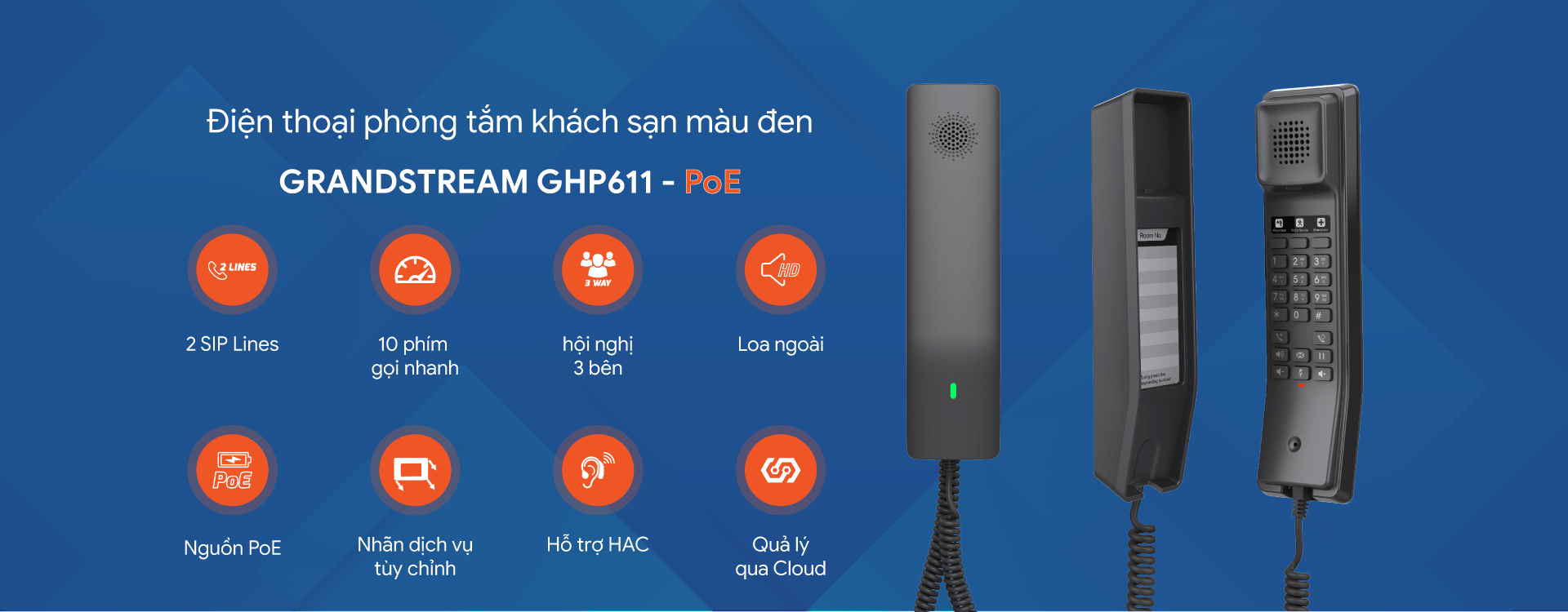 Điện thoại khách sạn GHP611 - PoE