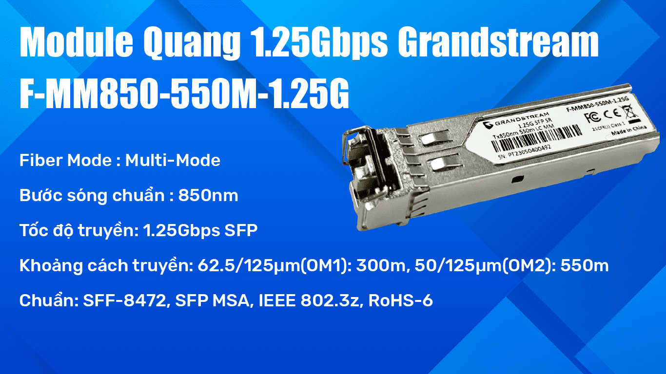 Module quang SFP 1.25Gbps Grandstream F-MM850-550M-1.25G