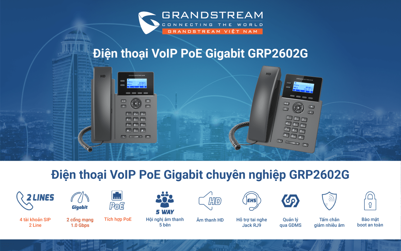 Điện thoại IP Cao Cấp Grandstream GRP2602G