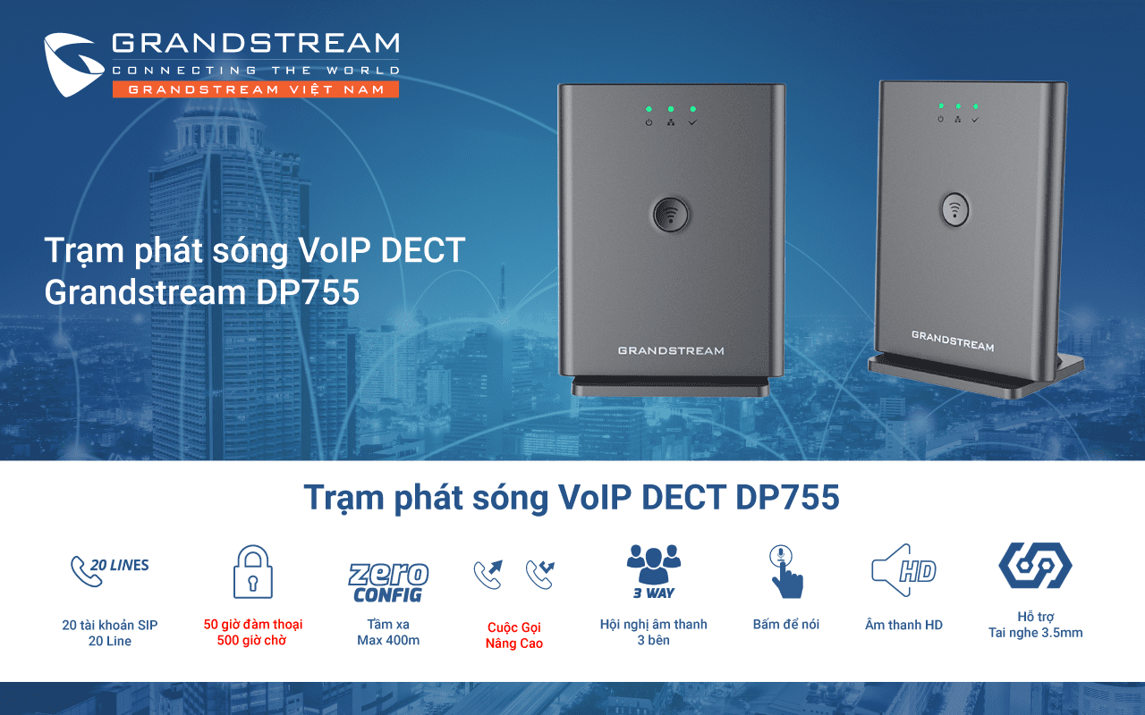 Trạm phát sóng VoIP DECT Grandstream DP755