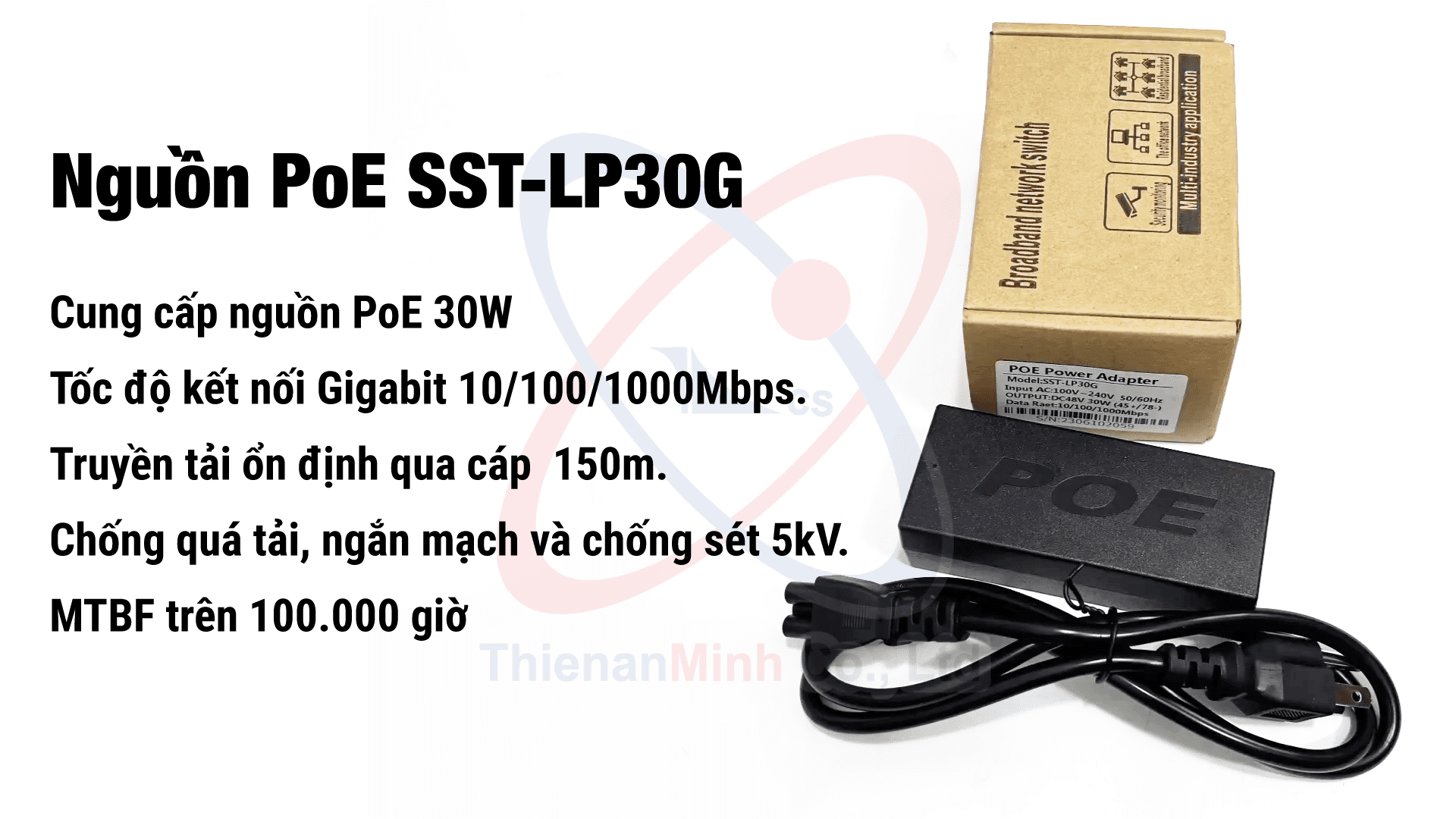 Nguồn PoE 30W SST-LP30G hỗ trợ LAN 1.0Gbps