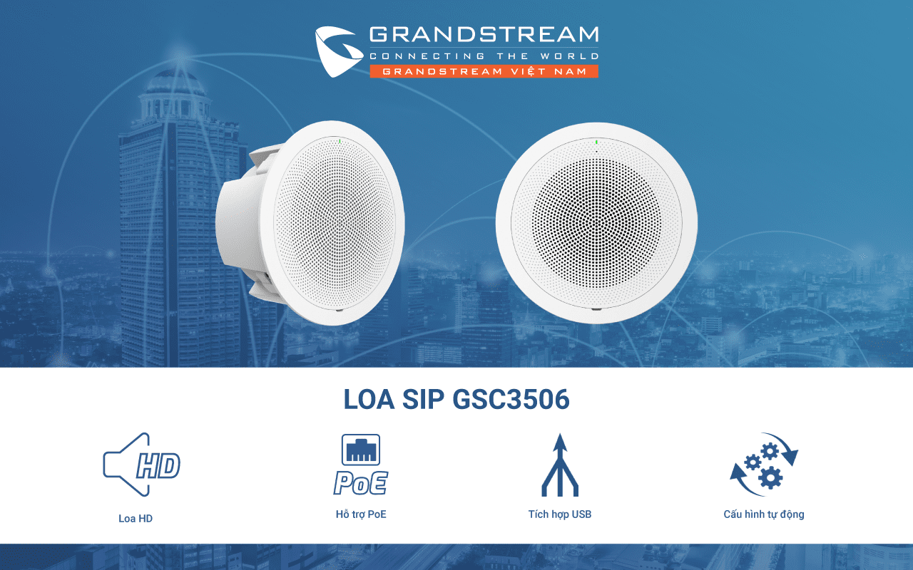 Loa IP Grandstream GSC3506 giải pháo loa công cộng tối ưu