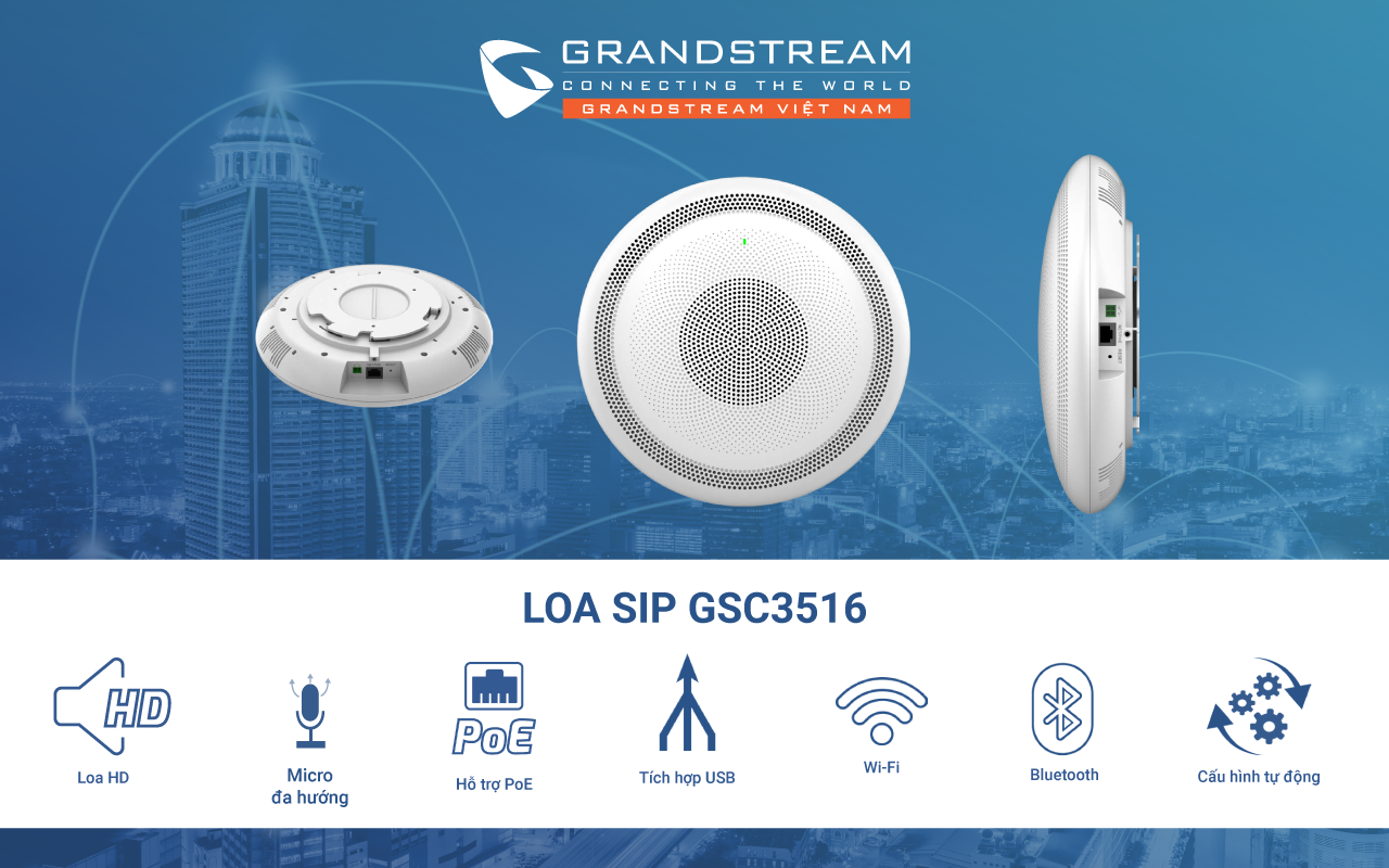 Loa IP Grandstream GSC3516 - Giải pháp Âm thanh Tối Ưu cho Mọi Môi Trường