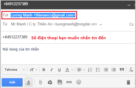 Gửi và nhắn tin sms qua email